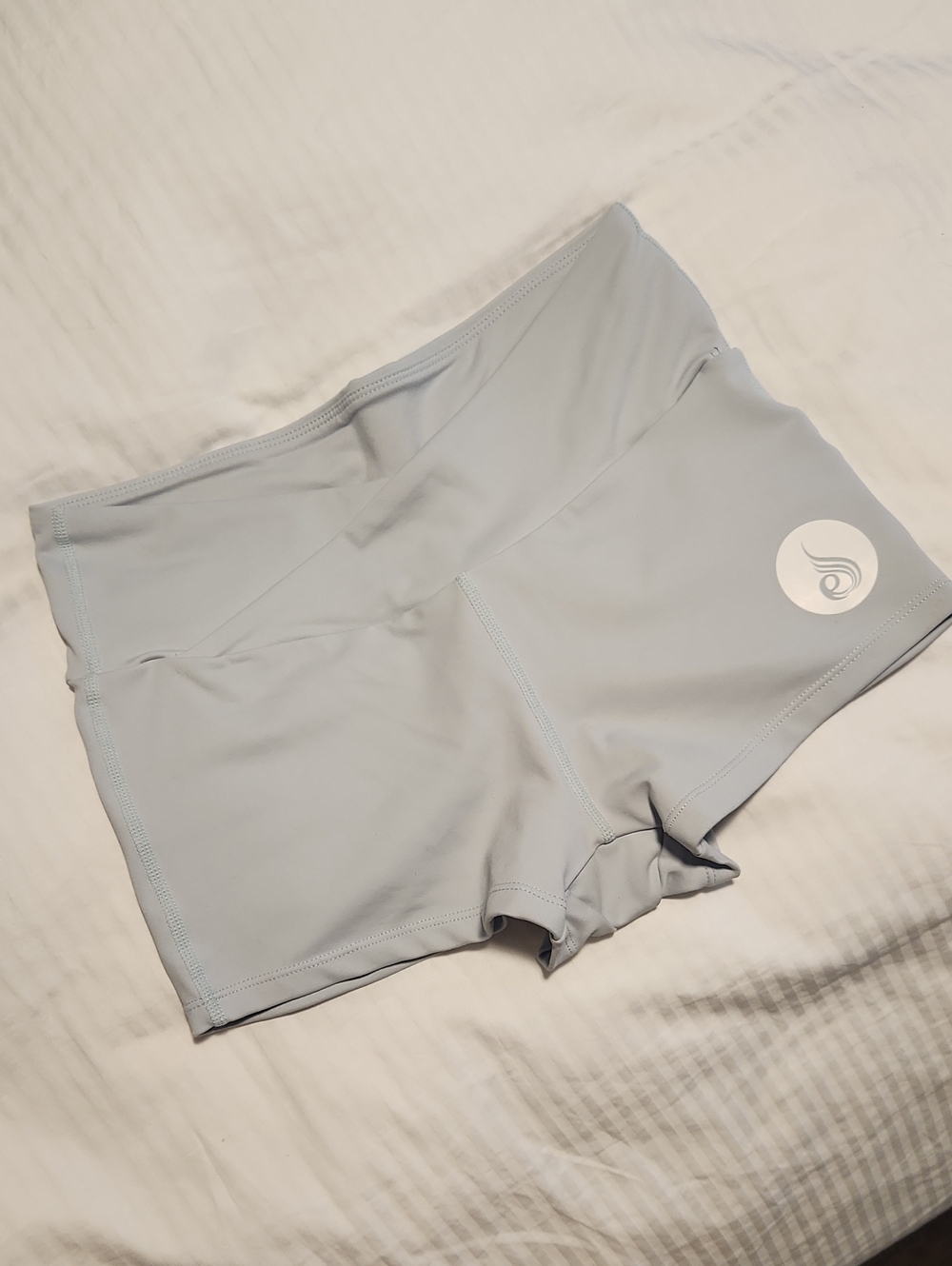 Ryderwear Light Blue Gray High-Waist Women’s Performance Shorts
